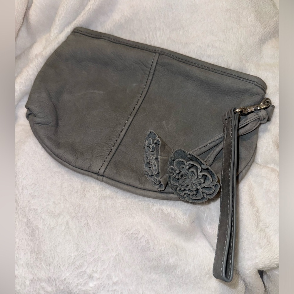 Ann Tayler Loft suede wristlet.